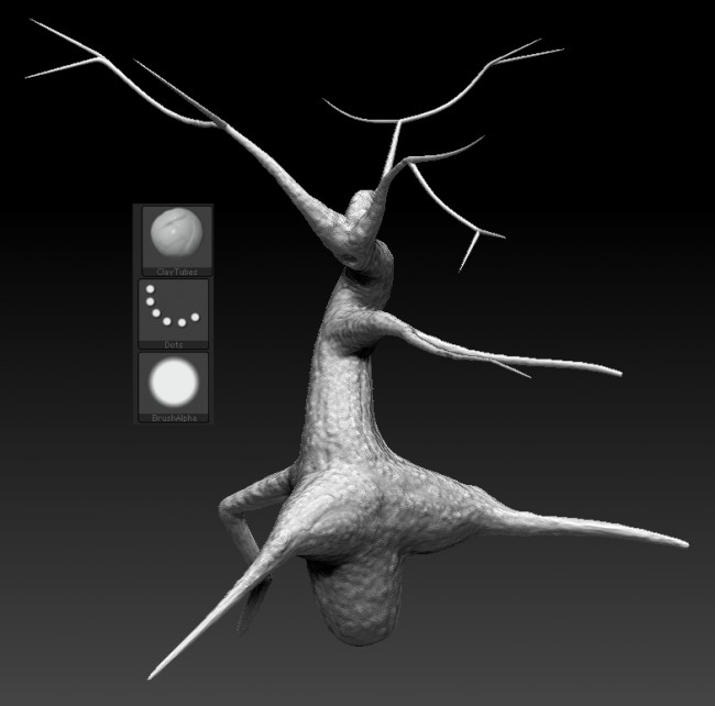 how to sculpt linear tree branches zbrush