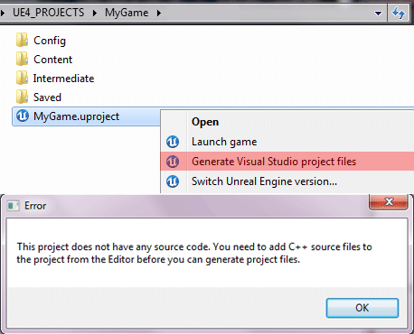 Generated files. Uproject. Uproject этот. Как работать в Visual Studio с Unreal engine 4. .Uproject does not look like uproject file but no targets have been found!.